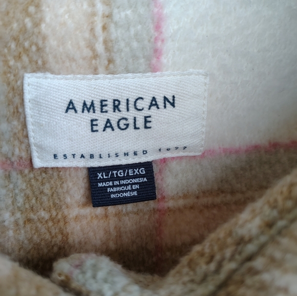 New! American Eagle Oversized Plaid Shacket XL – Cozy Classic Fleece - Picture 11 of 12
